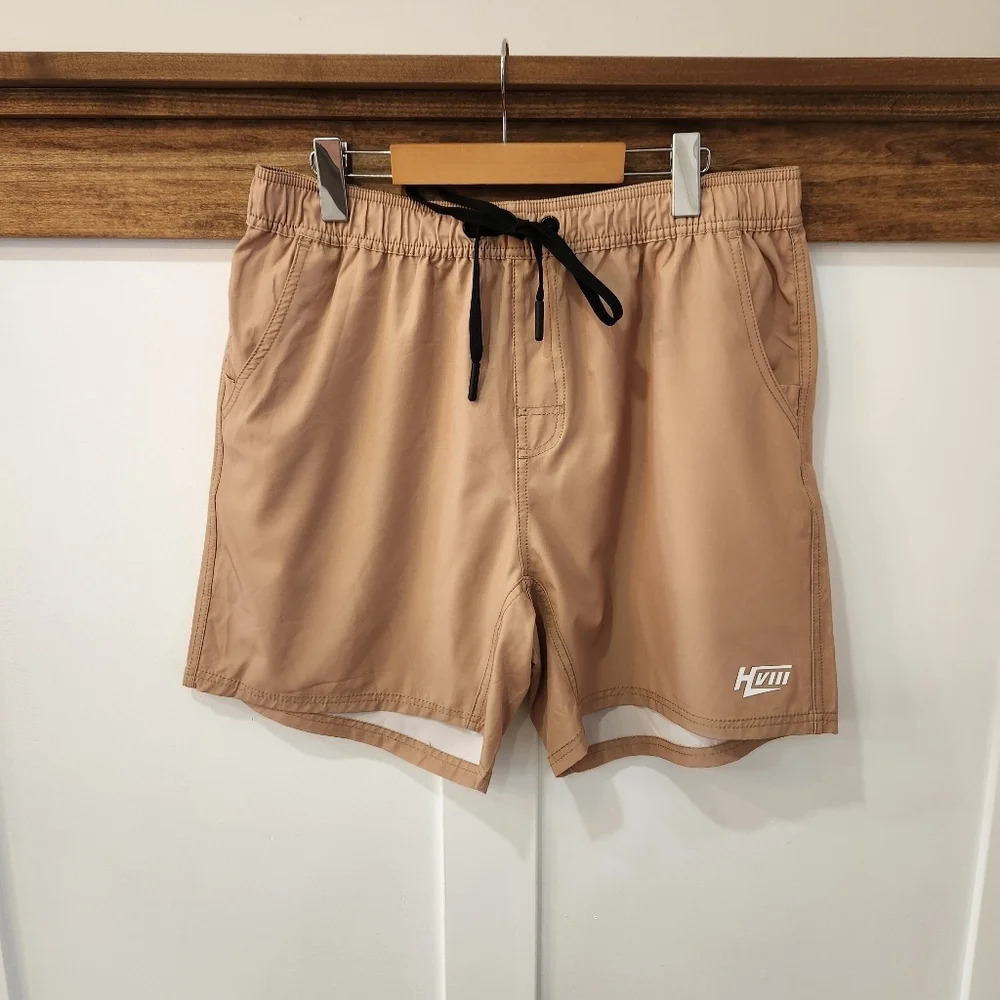 HVIII Brand Goods Board Shorts Tan Mens Size XXL Drawstring Flat Front
